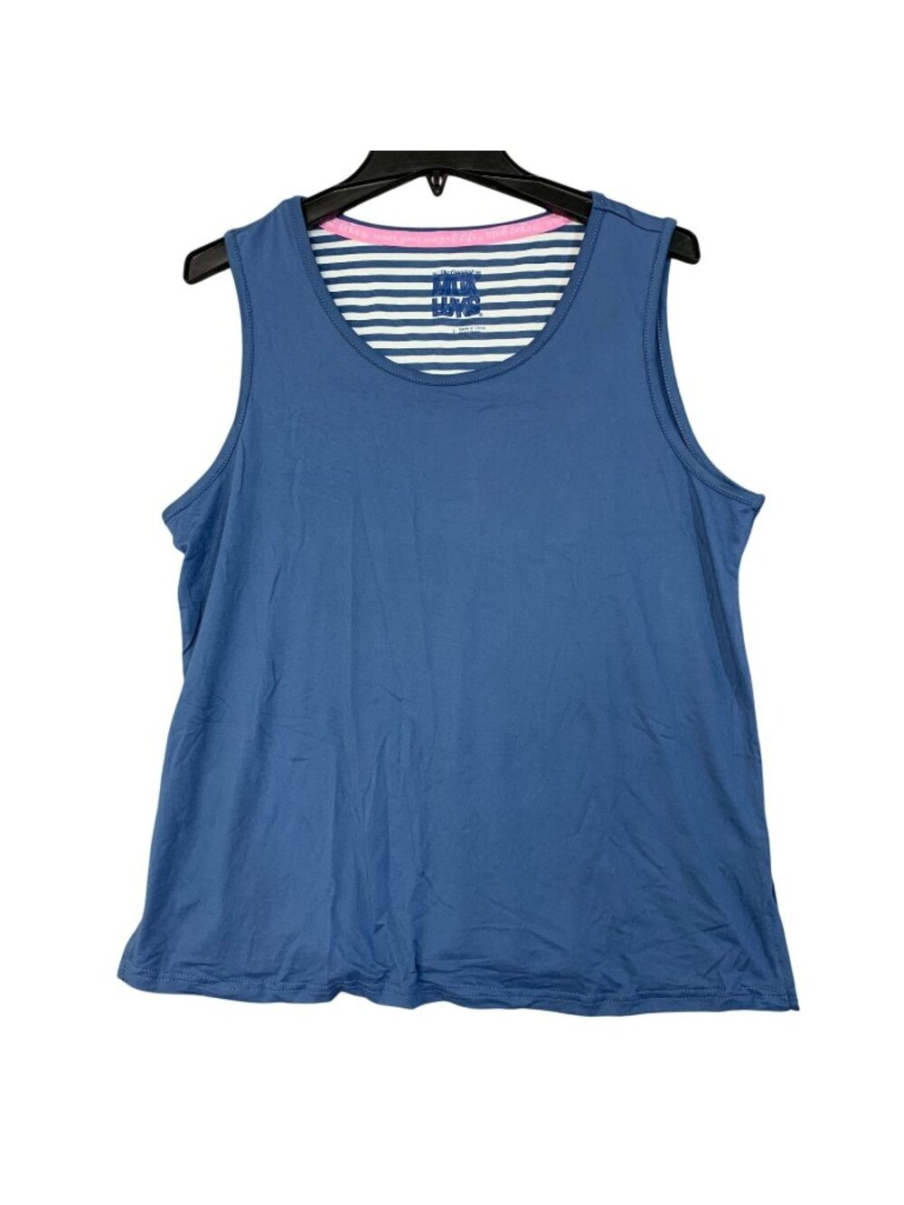 NWOT Muk Luks Women's L Blue Lounge Tank Top Striped Interior Casual Wear